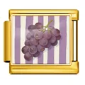 Italian charm bracelet link in gold finish featuring a purple grape illustration - Grape Style (JCAA0102-2)
