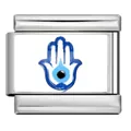 Link per bracciale componibile in acciaio con mano di Fatima e occhio blu - Mano di Fatima (ICP-YCAA0050-1) / Argento
