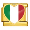 Gold stainless steel Italian modular charm link with enamel Italy flag heart design - Italy Heart Style (ICP-JH003)