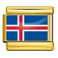 Gold Italian charm modular link with Iceland flag design for DIY bracelet - Iceland Style (ICY0001-ISL)