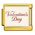 Gold Valentine's Day Italian charm link in stainless steel for modular DIY bracelets - Gold Base Valentine's Day Lettering Style (ICP-JCAA0138-2)