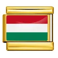 Gold Italian charm link featuring the Hungary flag with a glossy finish for DIY jewelry - Hungary Style (ICY0001-HU)