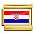 Gold-toned stainless steel Italian modular charm link with Croatia flag design - Croatia Style (ICY0001-HR)