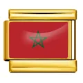 Gold-plated Italian modular charm link featuring the Morocco flag for DIY bracelets - Morocco Style (ICY0001-MA)
