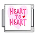 Custom stainless steel heart to heart charm link for Italian modular DIY bracelet - Heart To Heart Style(JFAA0009-1) / Silver