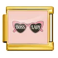 Ciondolo modulare italiano con occhiali a cuore rosa in acciaio inossidabile dorato - Stile Occhiali da Sole a Cuore Oro (ICP-JCAA0053-2)
