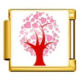Valentine's Day Italian charm link with pink heart tree design in gold stainless steel - Red Heart Tree Style(JFAA0011-2) / Gold