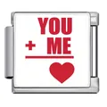 Italian modular charm for Valentine's Day, stainless steel with red You and Me heart - YOU+ME Style(JFAA0012-1) / Silver