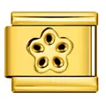 Charme de fleur en acier inoxydable doré pour bracelet modulaire italien DIY bijoux - Or Avec Pétales Estampés (ICY1368-2)