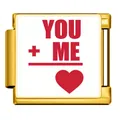 Gold Italian charm link featuring YOU + ME and heart design for DIY bracelets. - YOU+ME Style(JFAA0012-2) / Gold