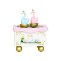 Caja de música mecánica de madera hecha a mano con elegantes cisnes para regalos románticos - Baile De Cisne Rosa Y Azul (DMB-004)