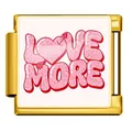 Italian modular bracelet charm in gold finish with pink leopard LOVE MORE design - LOVE MORE Style(JFAA0013-2) / Gold