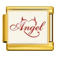 Charm modulare italiano per bracciale DIY con grafica Angel cuore rosso - Stile Cuore Diavolo "Angel" (ICP-JCAA0058-1)