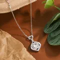 Detailed view of silver heart teardrop pendant necklace with sparkling zircon centerpiece - Infinite Heart Waterdrop / KYNL0409 (Infinite Heart Waterdrop Style)