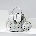Stylish silver polka dot crossbody bag with matching round coin purse for women - 13*7*17 / Gray