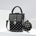 Chic black and white polka dot small square crossbody bag with matching coin purse - 13*7*17 / Black