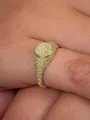 Gold-plated hip-hop signet ring fully pavé-set with sparkling 5A cubic zirconia - Size 6 / Gold (KYT014)