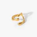 Minimalist irregular gold stainless steel open ring with a polished finish for women - Irregular Streamline Style (YCR201636) / Gold