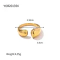 Gold stainless steel open ring with waterdrop design and measurements - Waterdrop Thickened Style (YCR201354) / Gold