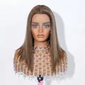 High-quality detail of Swiss lace hand-tied dark brown straight human hair wig - Dark Brown (2#)