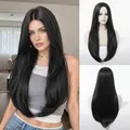 Long straight black wig for women with natural hair texture and face-framing style - Natural Black (SWLC1278-3BK26)