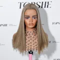 Close-up of premium straight brown human hair wig with natural Swiss lace front - Medium Brown (3#)