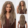 Detailed view of 13x6 lace front small curls wig in blonde mix from multiple angles - 65cm / Golden Brown Mix