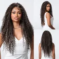 Long 13x6 Lace Front Kinky Curly Wig for Black Women with Natural Brown Highlights - 65cm / Dark Brown Mix