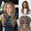 13x6 lace front wig in ombre brown with long layered waves and natural scalp look - Deep Brown Highlight New