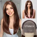 Long brown 13x6 lace front wig with natural hairline and free parting for women - Medium Long Style (SWLF1007-2BR22) / Dark Brown