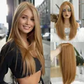 Premium 13x6 lace front honey blonde long straight synthetic wig with natural hairline - Honey Blonde