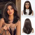 Premium heat resistant dark brown synthetic lace front wig for women matte finish - Dark Brown Lace Front (SWLF1078-1DB18) / Mocha