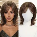 Κοντή καφέ περούκα με στρώσεις στυλ mullet για φυσική εμφάνιση από συνθετική τρίχα - Καφέ (8346-1)