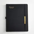 Professional B5 black PU leather 2023-2024 weekly and monthly planner notebook with gold foil detail - Black / A4