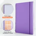 Cuaderno de espiral A5 morado con tapa de PP, páginas de puntos y cierre elástico - Página Punteada / 80 Hojas/160 Páginas / Púrpura