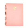 Taccuino a spirale rosa A6 con copertina in PP e logo leone dorato - Rosa