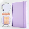 Cuaderno de espiral A5 PP lavanda con hojas de rejilla y bolsillo transparente. - Página de Cuadrícula / 80 Hojas/160 Páginas / Lavanda