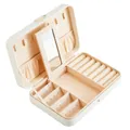 Grande portagioie in pelle PU bianca con specchio e scomparti in velluto - 22*14.5*7cm / Bianco