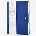 Premium A5 blue leather journal notebook with magnetic buckle, pen holder and 320 pages - A5 / Blue
