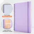 Cuaderno espiral A5 lila con páginas de puntos y bolsillo de plástico transparente - Página Punteada / 80 Hojas/160 Páginas / Lavanda
