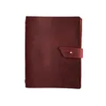 Vintage burgunderrotes Notizbuch aus Crazy-Horse-Leder mit einem Riemenverschluss - 14*12cm / Burgunderrot