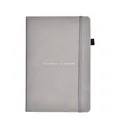 Minimalist gray PU leather business notebook with This Moment IS Eternity gold foil text. - A5 / Gray
