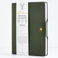 Dark green A5 faux leather journal notebook with 160 sheets, pen holder, buckle - A5 / Green