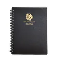 Elegante taccuino a spirale A6 nero con logo leone dorato e copertina in PP resistente - Nero