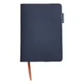 Premium vintage navy blue top-grain cowhide leather notebook cover with silk ribbon bookmark - 14*12cm / Dark Blue