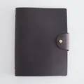 Vintage dark brown genuine leather refillable notebook journal with brass snap button closure - A5 / Dark Coffee (22.07-23.06)