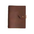 Hochwertiges Notizbuch aus braunem Crazy Horse Leder mit praktischem Druckknopfverschluss - 14*12cm / Dunkelbraun
