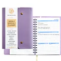 A5 purple PU leather 18-month spiral weekly monthly planner notebook with snap closure - Purple