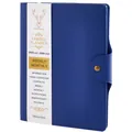Blue A5 PU leather weekly monthly planner with strap closure and inner pocket. - A5 / Blue