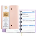 Pink A5 PU leather spiral planner for July 2024 to December 2025 with daily layout - Pink